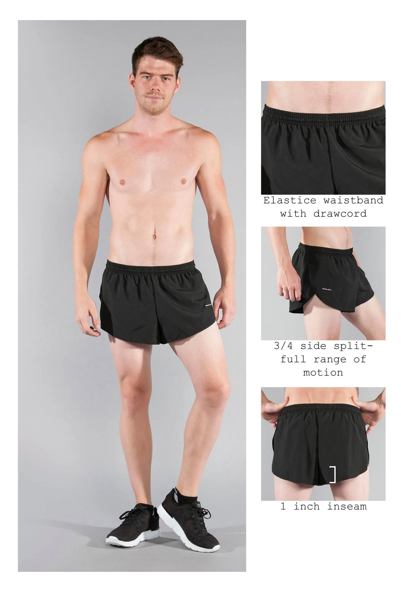 Men's Solid 1" Elite Split Shorts - Black - Image 7