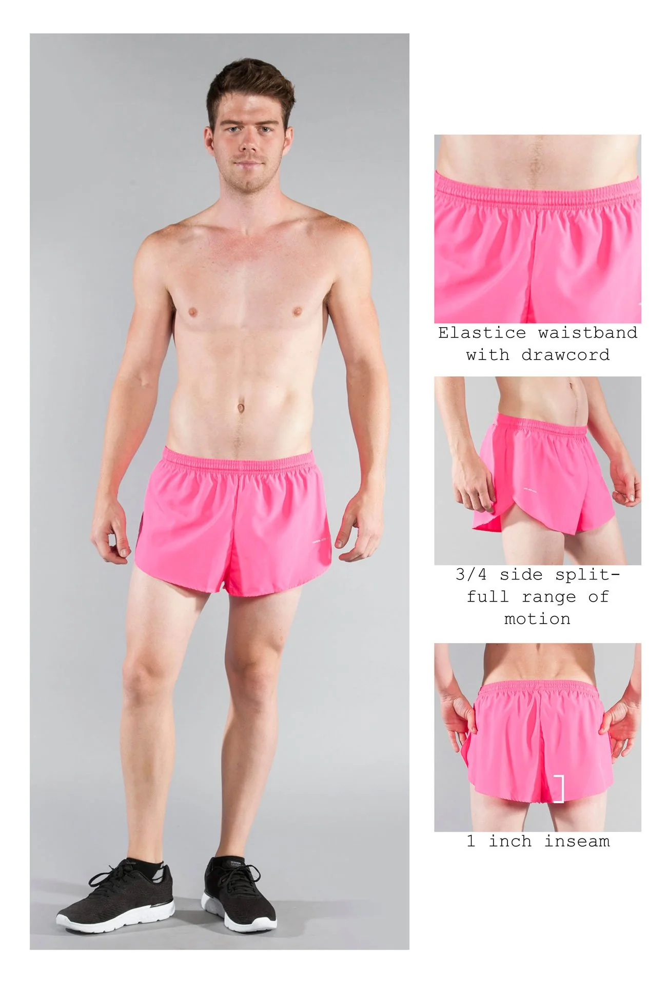 Men's Solid 1" Elite Split Shorts - Hot Pink - Image 6