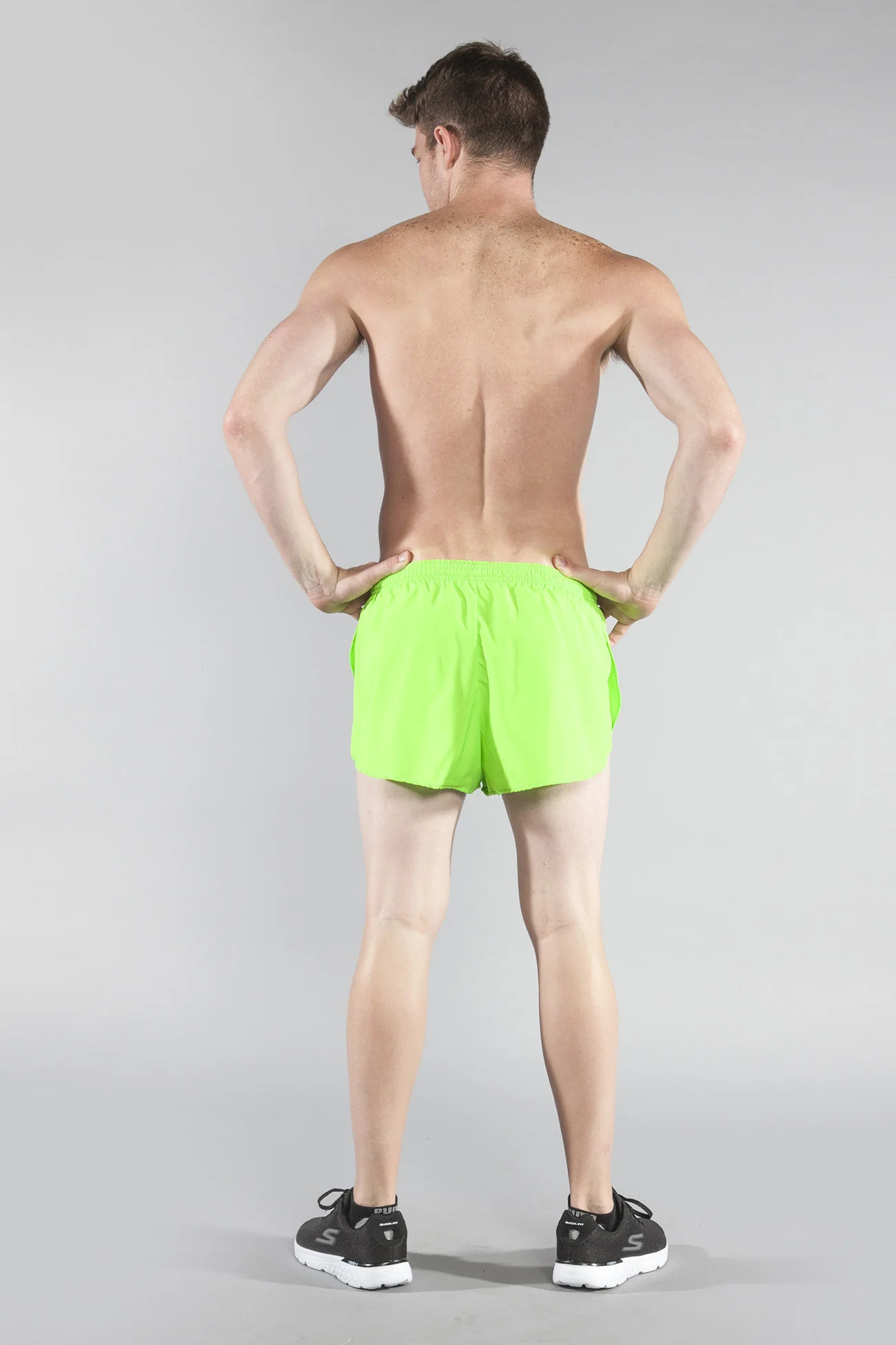 Men's Solid 1" Elite Split Shorts - Neon Lime - Image 5