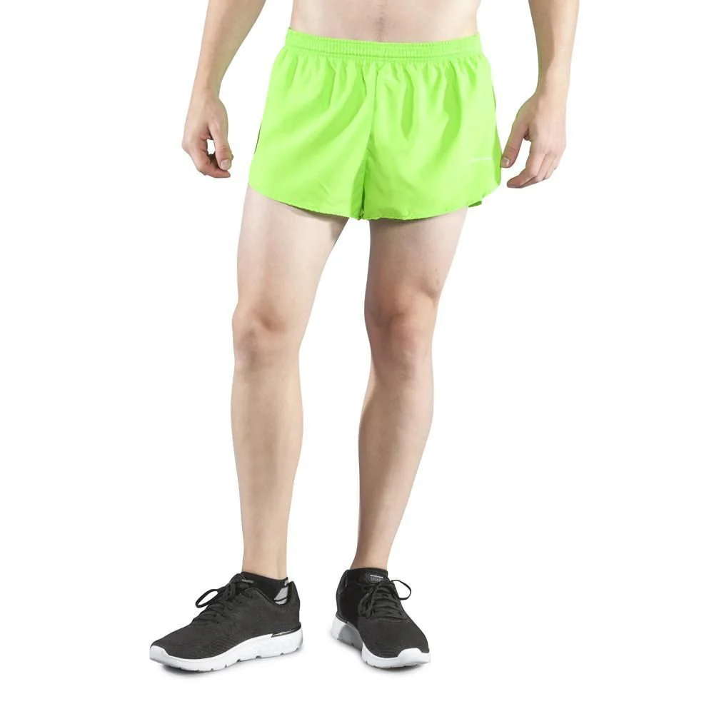 Men's Solid 1" Elite Split Shorts - Neon Lime - Image 7