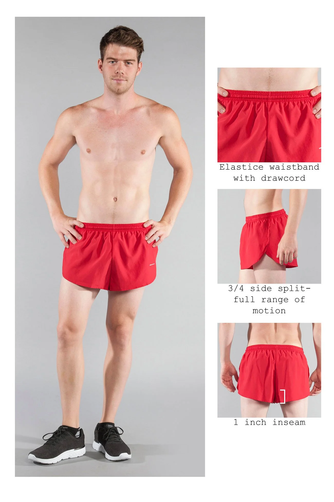 Men's Solid 1" Elite Split Shorts - Red - Image 6