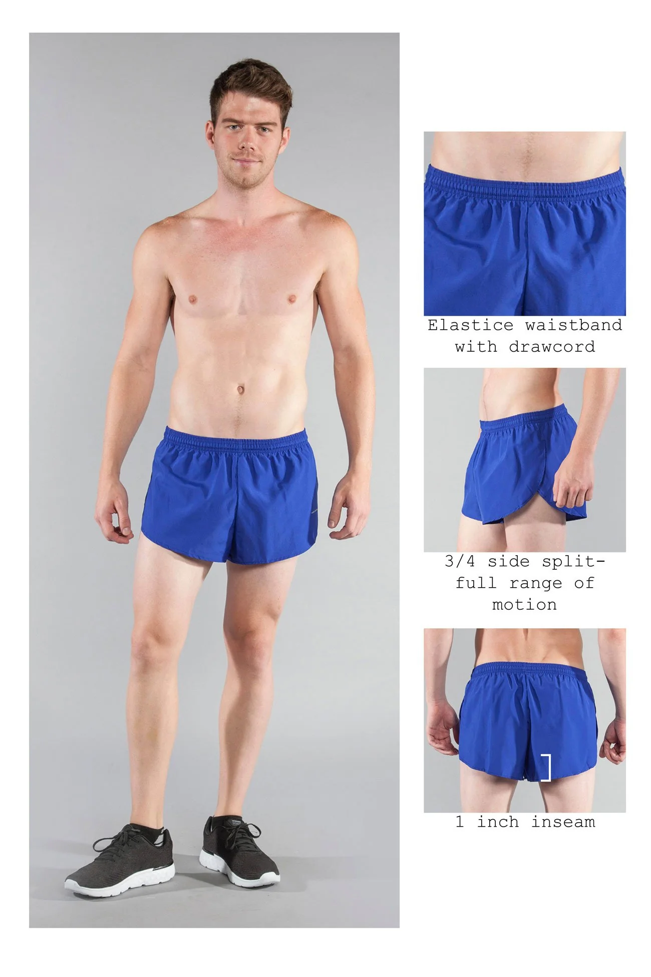 Men's Solid 1" Elite Split Shorts - Royal Blue - Image 6