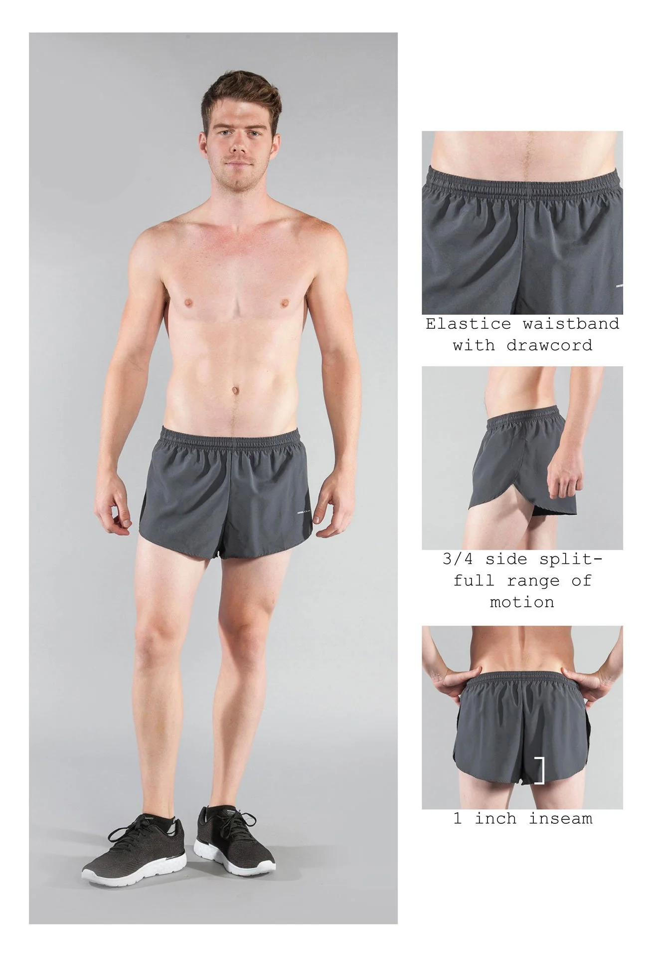 Men's Solid 1" Elite Split Shorts - Titanium - Image 6