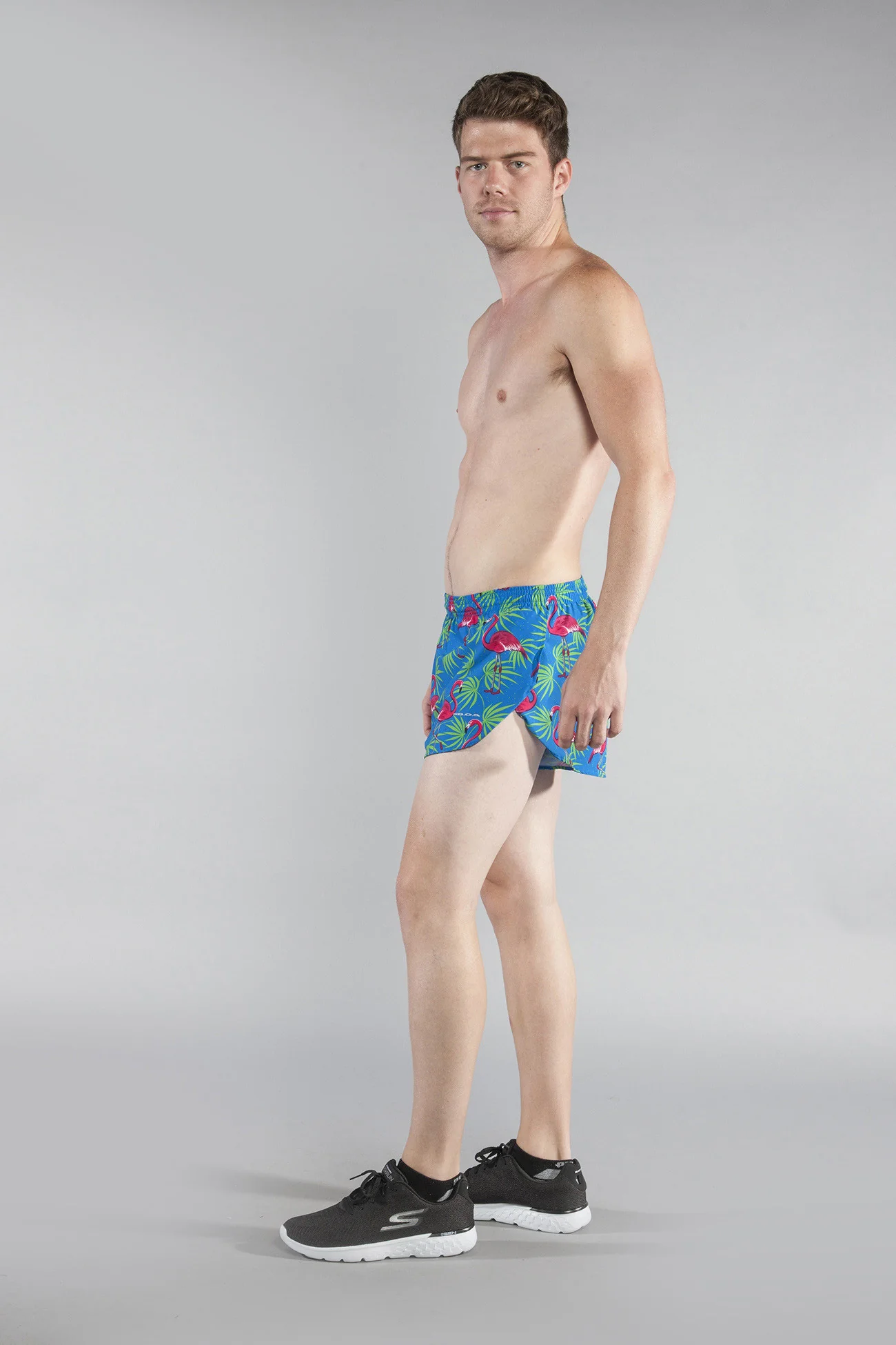 Men's Printed 1" Elite Split Shorts - Flamingo Turquoise - Image 4