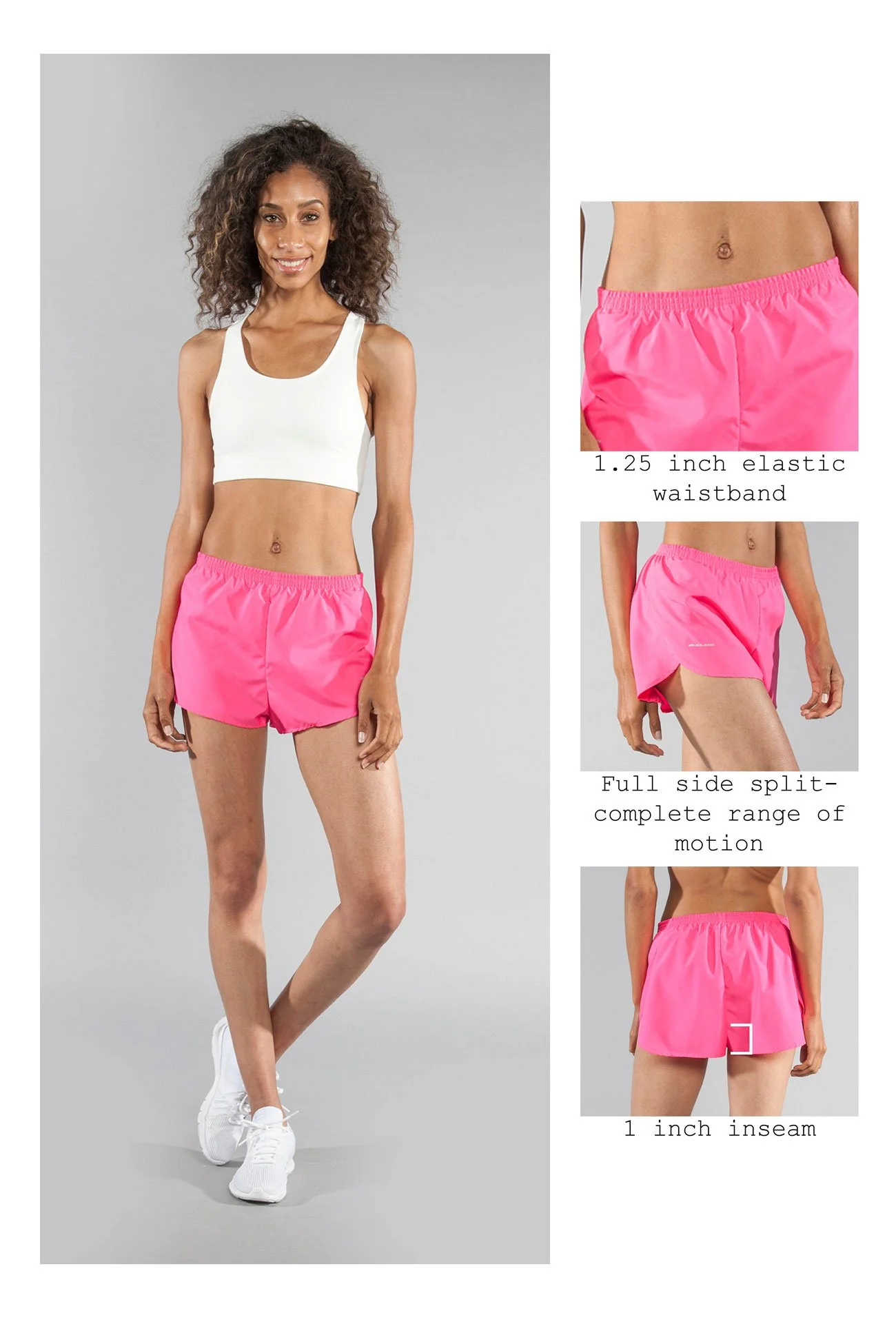 Women's Solid 1" Elite Split Shorts - Hot Pink - Image 6