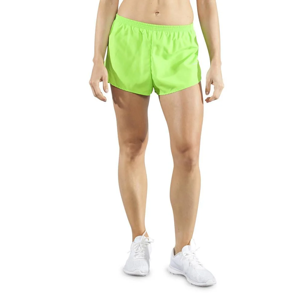 Women's Solid 1" Elite Split Shorts - Neon Lime - Image 8
