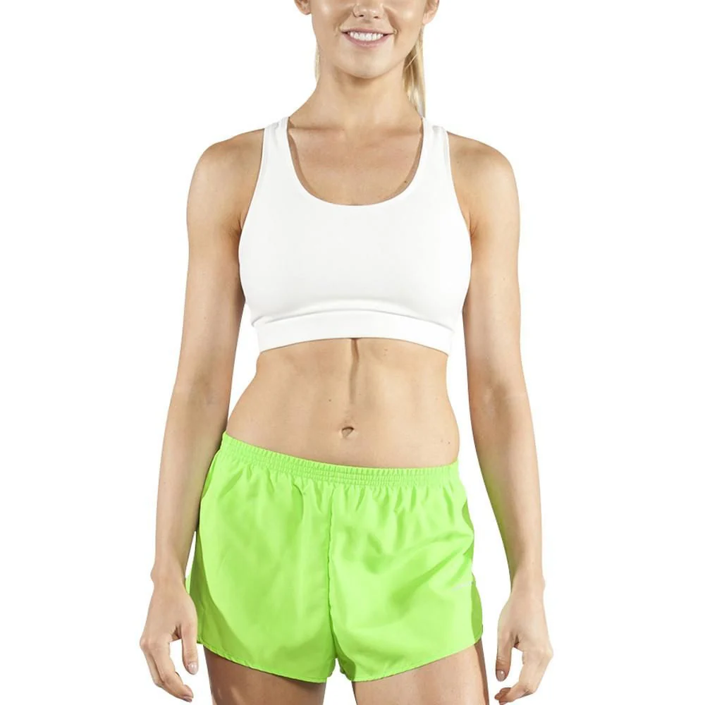 Women's Solid 1" Elite Split Shorts - Neon Lime - Image 9