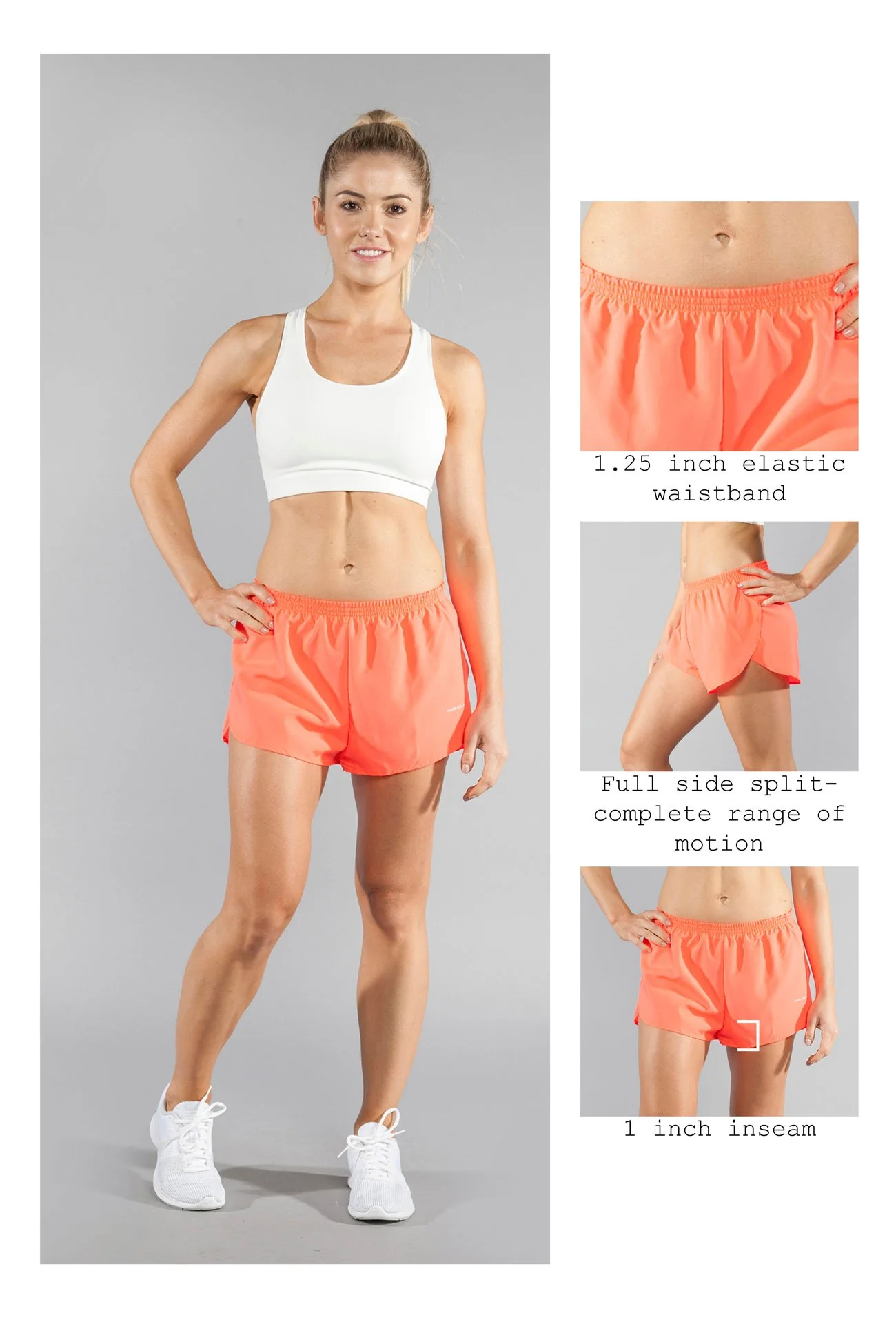 Women's Solid 1" Elite Split Shorts - Neon Sunkiss - Image 5