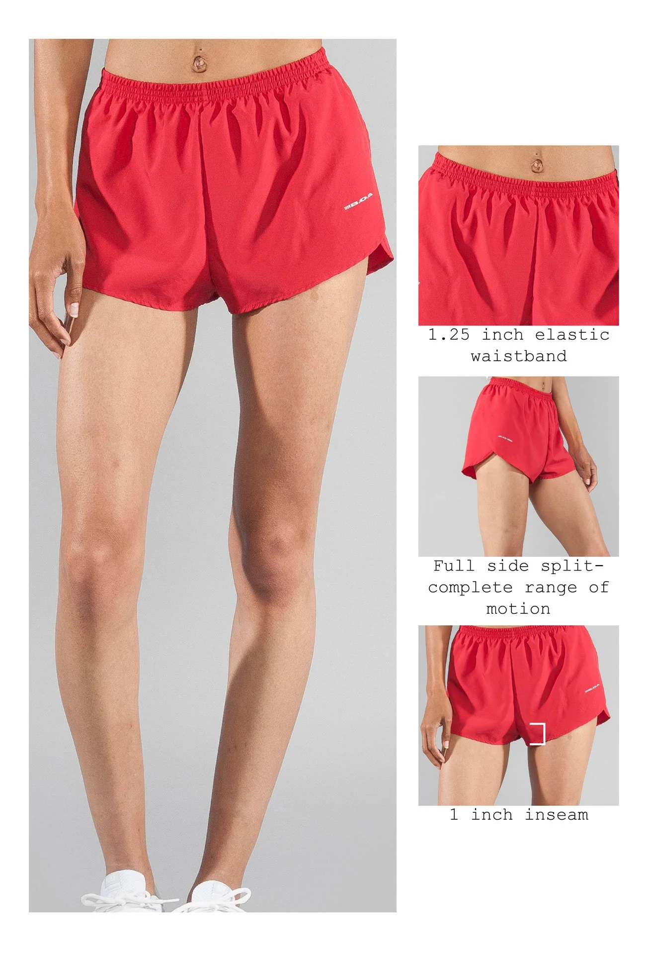Women's Solid 1" Elite Split Shorts - Red - Image 5