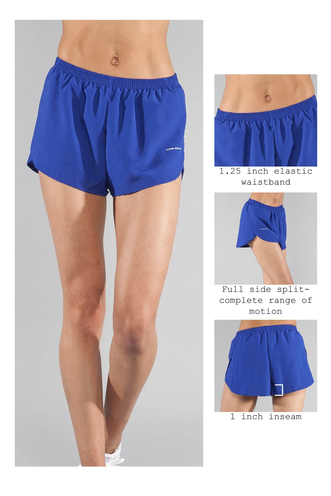 Women's Solid 1" Elite Split Shorts - Royal Blue - Image 6